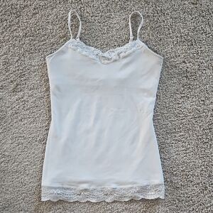 Elegant White Lace Trim Cami Top